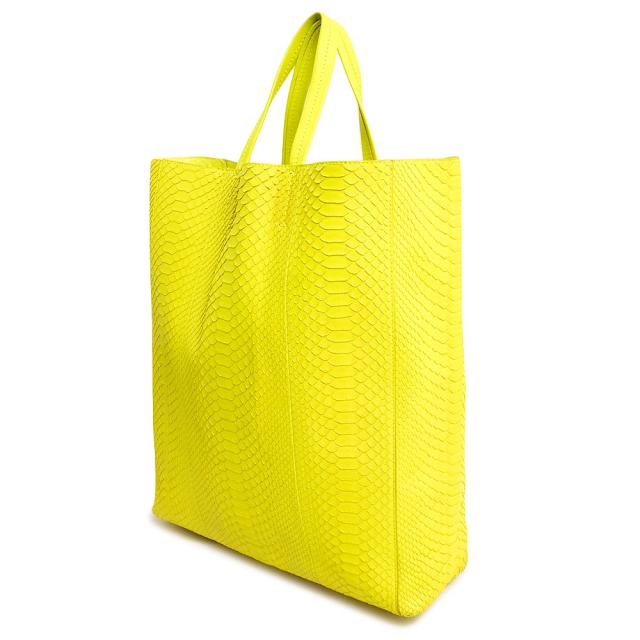 （中古）セリーヌ CELINE カバス トートバッグ ハンドバッグ パイソン エキゾチックレザー カーフスキン レザー イエロー 黄 164404_4