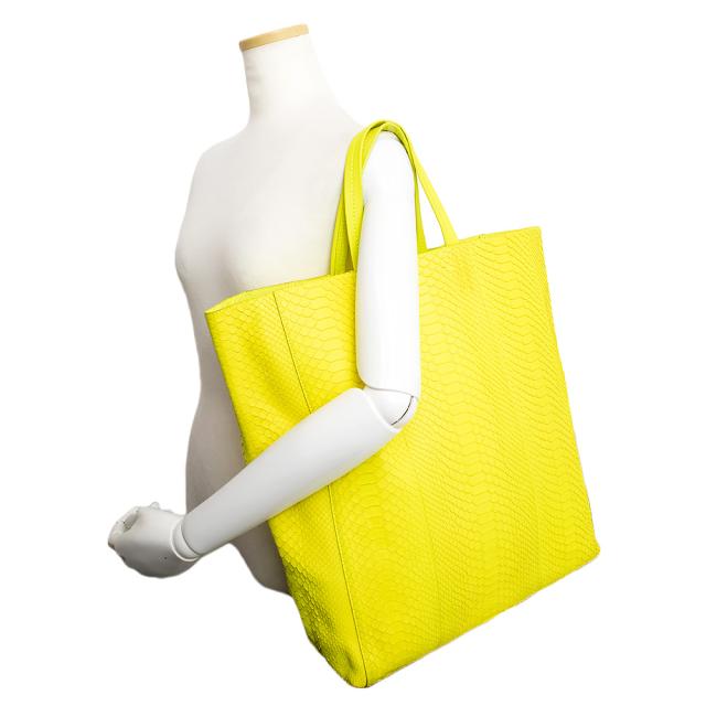 （中古）セリーヌ CELINE カバス トートバッグ ハンドバッグ パイソン エキゾチックレザー カーフスキン レザー イエロー 黄 164404_7