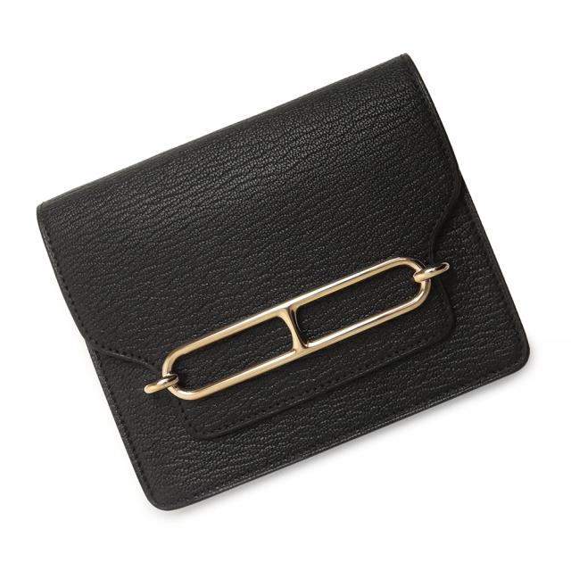 （新品・未使用品）エルメス HERMES ルリ スリム ケース 小銭入れ 財布 シェーブルミゾール レザー ゴールド金具 ポーチ付 ブラック 黒 U刻印 箱付