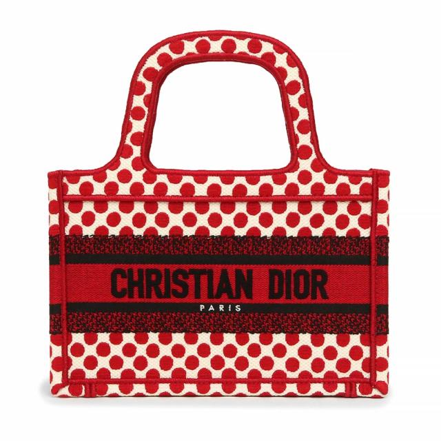 （新品・未使用品）ディオール Dior BOOK TOTE ミニバッグ ブックトート ディオールアムール ハンドバッグ コットンキャンバス エンブロイダリー レッド 赤 S5475ZBBE