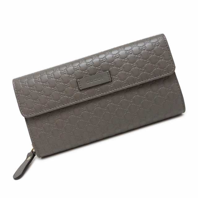 （新品・未使用品）グッチ GUCCI ラウンドファスナー 二つ折り長財布 マイクログッチシマ レザー グレー 449364 箱付｜au PAY  マーケット