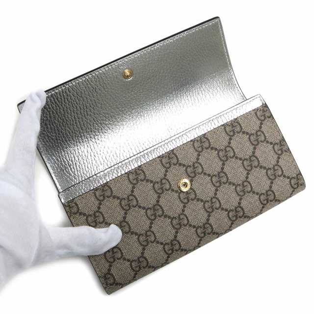 （新品・未使用品）グッチ GUCCI GGマーモント ダブルG コンチネンタルウォレット 二つ折り長財布 GGスプリームキャンバス メタリックレ｜au  PAY マーケット