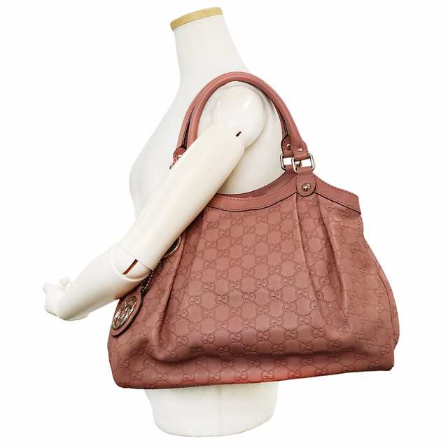 美品）グッチ GUCCI スーキー グッチシマ ハンドバッグ レザー ピンク