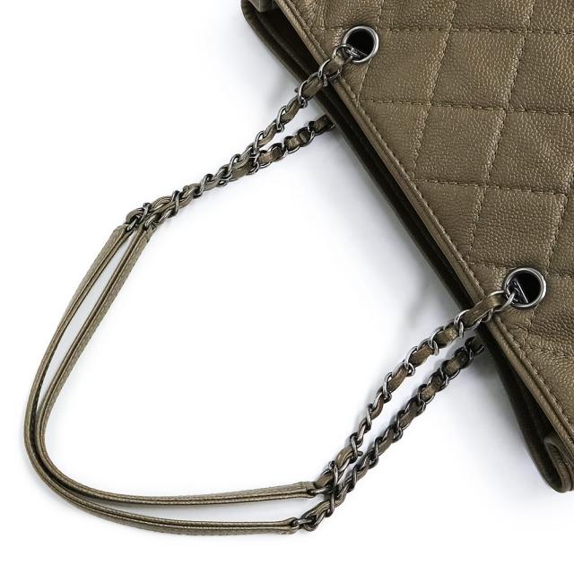 （美品）シャネル CHANEL マトラッセ チェーン ココマーク トート ハンドバッグ キャビアスキン レザー ブロンズ メタリック 茶 A90451_12