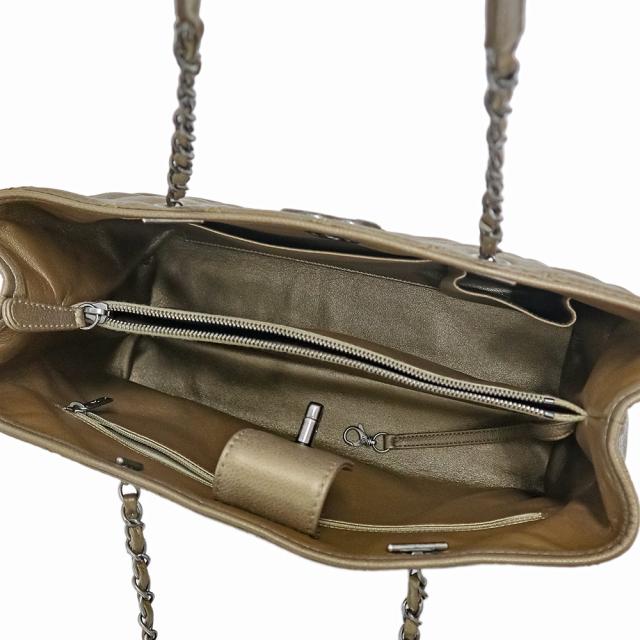 （美品）シャネル CHANEL マトラッセ チェーン ココマーク トート ハンドバッグ キャビアスキン レザー ブロンズ メタリック 茶 A90451_2