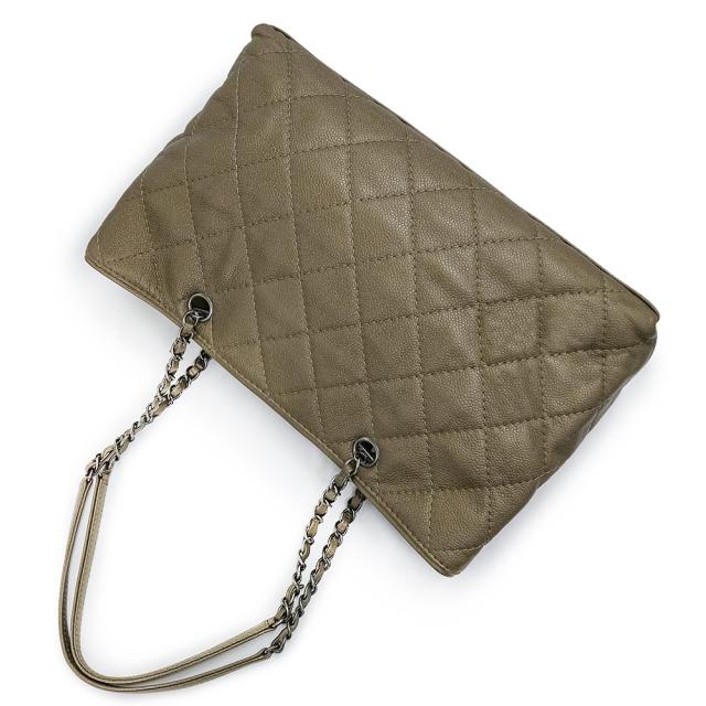 （美品）シャネル CHANEL マトラッセ チェーン ココマーク トート ハンドバッグ キャビアスキン レザー ブロンズ メタリック 茶 A90451_5