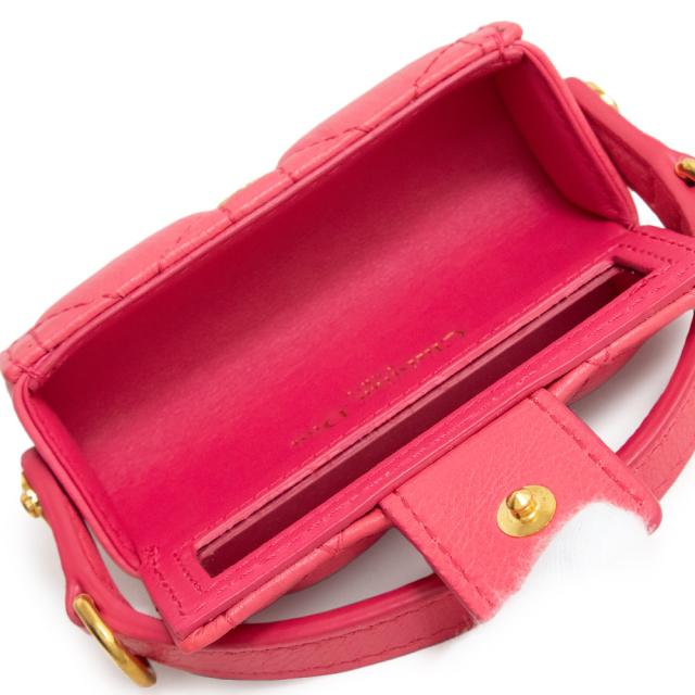 （新品・未使用品）ディオール Dior CARO リップスティックホルダー 口紅 ポーチ チェーンショルダー 2way 斜め掛け グレインカーフレザー ピンク ゴールド金具 箱付 S5112WHPL_3