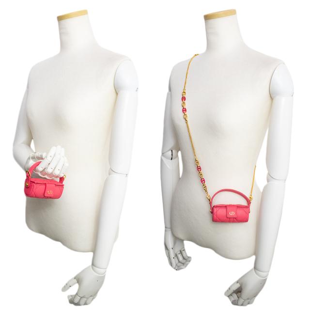 （新品・未使用品）ディオール Dior CARO リップスティックホルダー 口紅 ポーチ チェーンショルダー 2way 斜め掛け グレインカーフレザー ピンク ゴールド金具 箱付 S5112WHPL_7