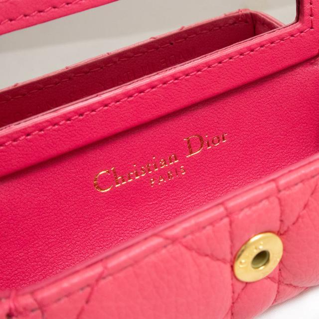 （新品・未使用品）ディオール Dior CARO リップスティックホルダー 口紅 ポーチ チェーンショルダー 2way 斜め掛け グレインカーフレザー ピンク ゴールド金具 箱付 S5112WHPL_8
