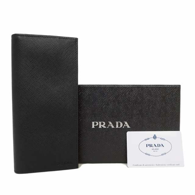 （新品・未使用品）プラダ PRADA 二つ折り長財布 サフィアノ サフィアーノ カーフレザー ネロ ブラック 黒 シルバー金具 2MV836  箱付｜au PAY マーケット