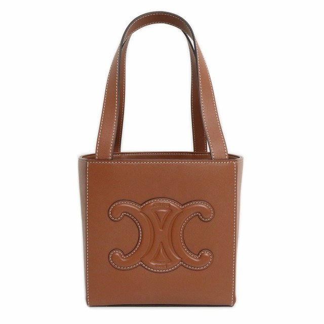 （未使用保管品）セリーヌ CELINE トリオンフ Cube キューブバッグ 日本未入荷 ハンドバッグ カーフスキン レザー タン ブラウン 茶 ゴールド金具 ポーチ付 199203DU3