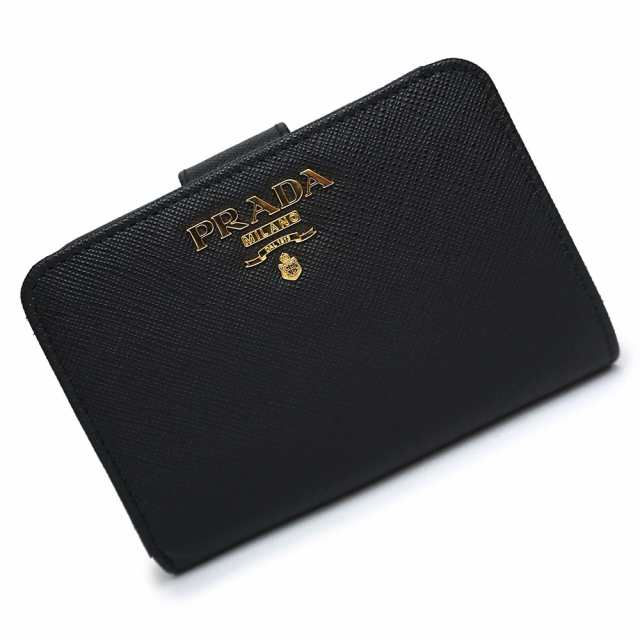 約9×122×3本体重量新品 プラダ PRADA 2つ折り財布 サフィアーノ メタル ネロ