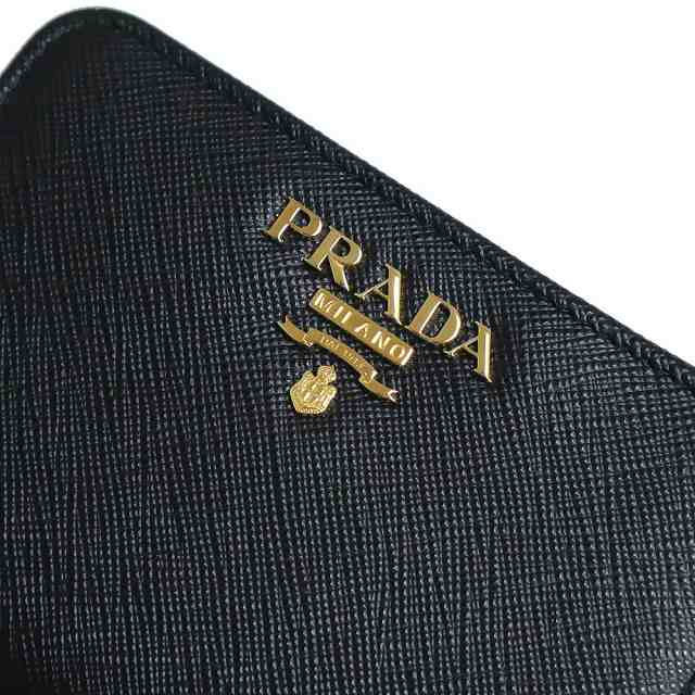 BVLGARIPRADA 未使用 黒 二つ折り財布 サフィアーノ レザー プラダ