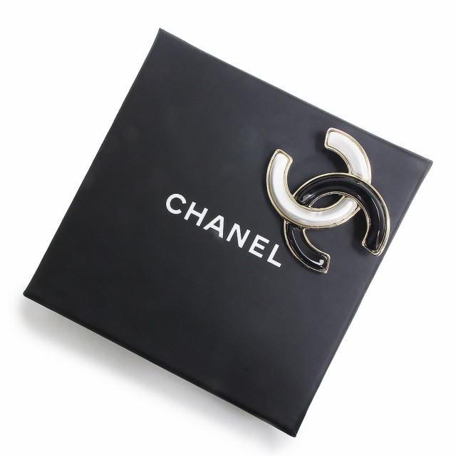 （新品・未使用品）シャネル CHANEL ココマーク ブローチ ブラック ホワイト 黒 白 ゴールド金具 AB9974 箱付｜au PAY マーケット