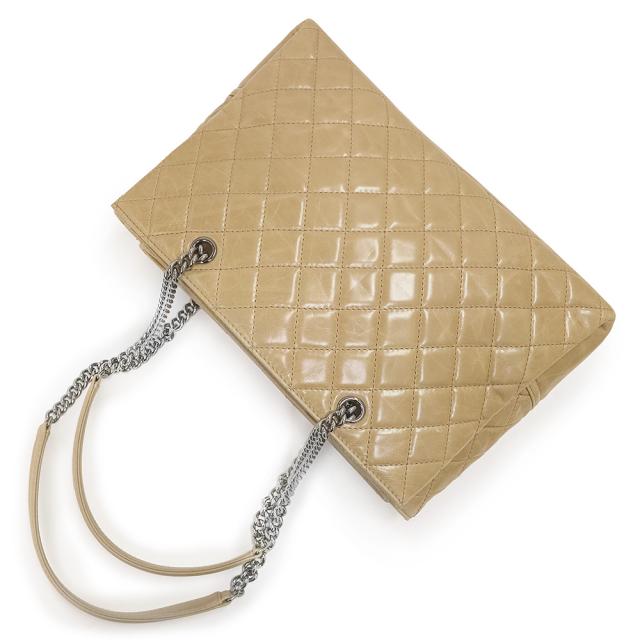 （美品）シャネル CHANEL ココマーク マトラッセ チェーン ラージ ショッピング ショルダー トートバッグ エイジドカーフ ベージュ シルバー金具_5
