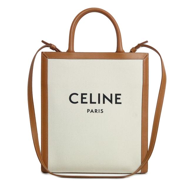 （未使用　展示品）セリーヌ CELINE バーティカル カバ スモール 2way ショルダー ハンドバッグ 斜め掛け コットン カーフスキン レザー ナチュラル タン ブラウン ベージュ ゴールド金具 192082BNZ