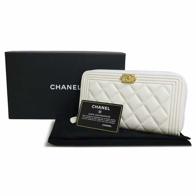 新・未使用品品）シャネル CHANEL ボーイシャネル ラウンドファスナー ジップ 長財布 キャビアスキン レザー ホワイト 白  ゴールド金具の通販はau PAY マーケット - ブランドシティ | au PAY マーケット－通販サイト