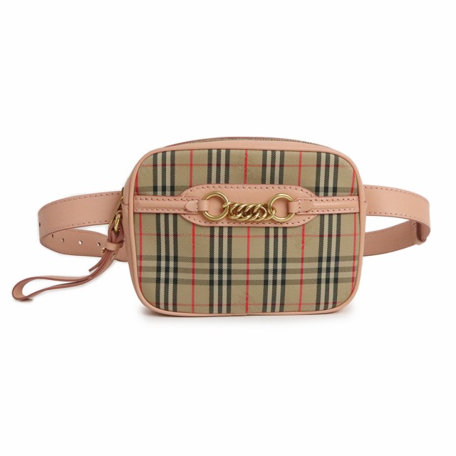 （未使用　展示品）バーバリー BURBERRY ノバチェック ウエストポーチ ボディバッグ 斜め掛け キャンバス レザー ピンク ベージュ ゴールの通販は 47,520円