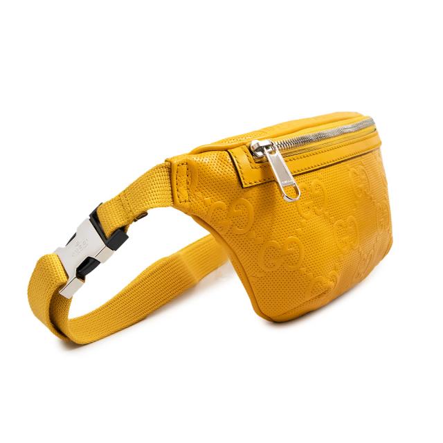 （未使用　展示品）グッチ GUCCI スモール ベルト ボディ ウエストバッグ 斜め掛け 2Way GGエンボスレザー イエロー 黄 シルバー金具 658582_3