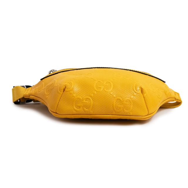 （未使用　展示品）グッチ GUCCI スモール ベルト ボディ ウエストバッグ 斜め掛け 2Way GGエンボスレザー イエロー 黄 シルバー金具 658582_6