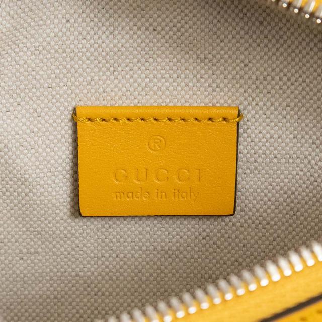 （未使用　展示品）グッチ GUCCI スモール ベルト ボディ ウエストバッグ 斜め掛け 2Way GGエンボスレザー イエロー 黄 シルバー金具 658582_8