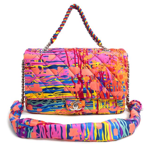 （新品・未使用品）シャネル CHANEL マトラッセ プリントライン フラップ 2way チェーン ショルダー ハンドバッグ 斜め掛け ナイロンキャンバス マルチカラー シルバー金具 A57100