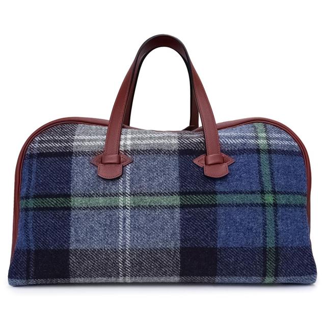 （未使用　展示品）エルメス HERMES ギャロップ ドゥ エルメス 50 フール トゥ ダッフル ボストンバッグ ツイード ヴォーエバーカラー レザー ブルードマルト ルージュアッシュ レッド ブルー 赤 青 シルバー金具 Z刻印