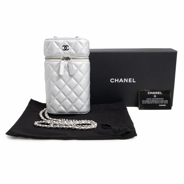 新品・未使用品）シャネル CHANEL バニティ フォンケース スマホ マトラッセ チェーン ショルダーバッグ 斜め掛け ラムスキン レザー  メタリックシルバー シルバー金具 AP2084 箱付の通販はau PAY マーケット - ブランドシティ | au PAY マーケット－通販サイト