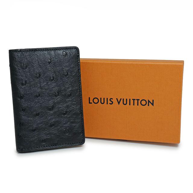（新品・未使用品）ルイ ヴィトン LOUIS VUITTON オーガナイザー ドゥ ポッシュ カードケース 名刺入れ 定期入れ パスケース オーストリッチ エキゾチックレザー ブラック 黒 N93853 箱付_1