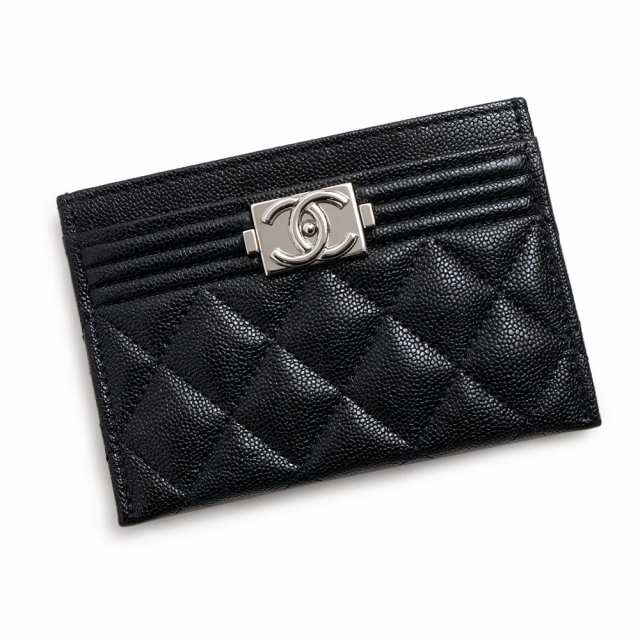 （新品・未使用品）シャネル CHANEL ボーイシャネル ココマーク カードケース パスケース 定期入れ キャビアスキン レザー ブラック 黒