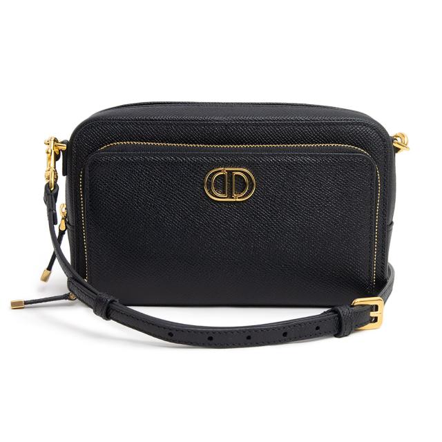 （新品・未使用品）クリスチャンディオール Christian Dior カロ ダブルポーチ ショルダーバッグ 斜め掛け レザー ノワール ブラック 黒 ゴールド金具 S7431UBAEの通販は