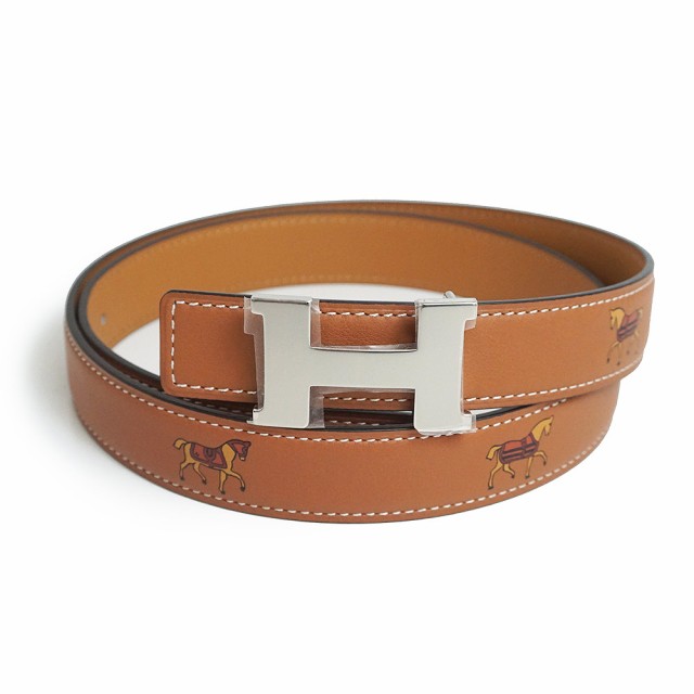 （新品・未使用品）エルメス HERMES ミニ コンスタンス 24MM 馬着 ホース柄 リバーシブル ベルト 80cm ヴォースイフト レザー ゴールド