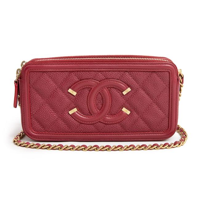 (美品)シャネル CHANEL マトラッセ CCフィグリー チェーンウォレット 長財布 ミニショルダーバッグ 斜め掛け キャビアスキン レザー ボの通販は
