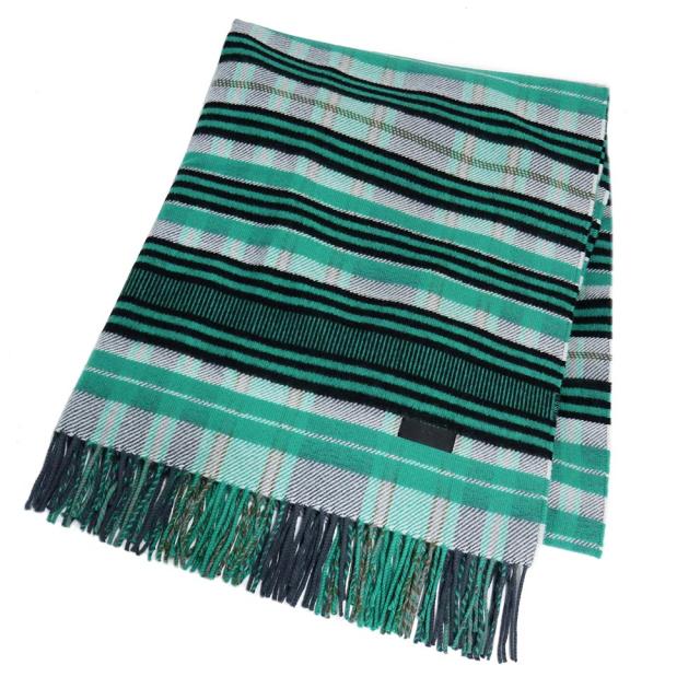 （新品・未使用品）エルメス HERMES タータン チェック ブランケット マフラー ストール カシミヤ 100％ グリ メントール ノワール グリーン 緑