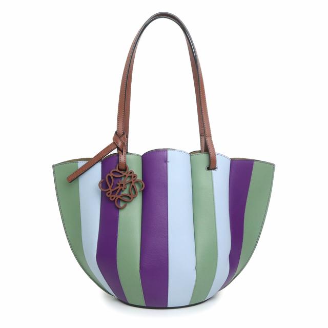 （新品・未使用品）ロエベ LOEWE シェル スモール トート ハンドバッグ クラシックカーフ レザー マルチカラー パープル ライトブルー グリーン 紫 青 緑 A657T33X03