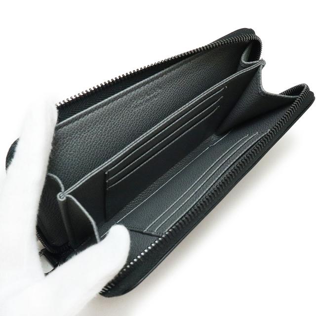 （新品・未使用品）プラダ PRADA チェーンストラップ付き ラウンドファスナー ジップ 長財布 ヴィテッロ マイクロ グレイン カーフレザー バイカラー ネロ メルクリオ ブラック グレー 黒 ガンメタル金具 2ML019 箱付_2