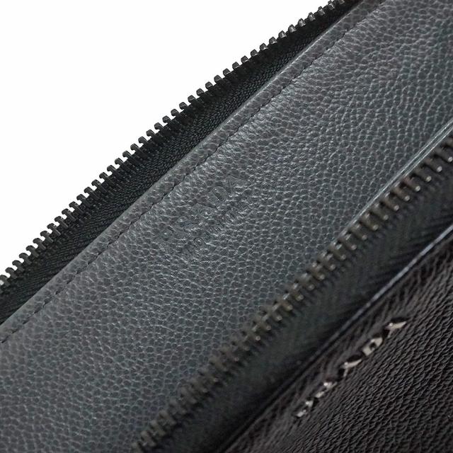 （新品・未使用品）プラダ PRADA チェーンストラップ付き ラウンドファスナー ジップ 長財布 ヴィテッロ マイクロ グレイン カーフレザー バイカラー ネロ メルクリオ ブラック グレー 黒 ガンメタル金具 2ML019 箱付_8