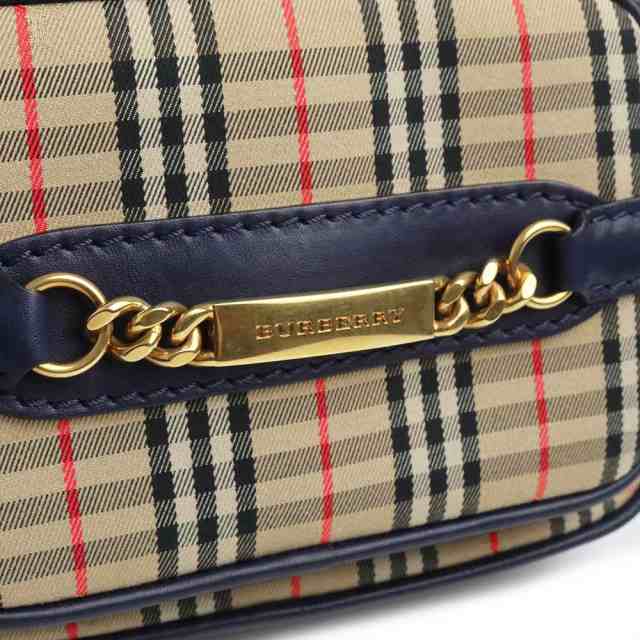 （未使用　展示品）バーバリー BURBERRY ノバチェック カメラバッグ ショルダー 斜め掛け コットンキャンバス レザー ベージュ インクブ