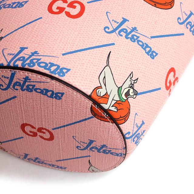 （新品・未使用品）グッチ GUCCI チルドレンズ THE JETSONS 宇宙家族ジェットソン アストロ コラボ プリント バケット ハンドバッグ ドッグ 犬 GGスプリームキャンバス ピンク ネイビー シルバー金具 752356_9