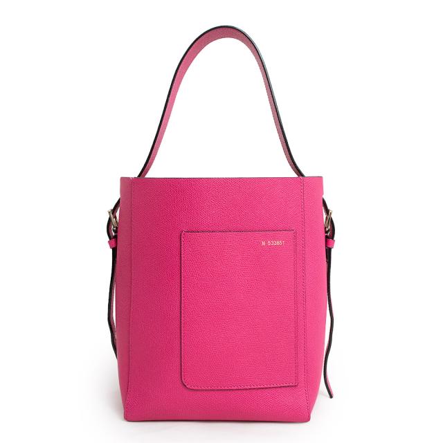 （未使用　展示品）ヴァレクストラ Valextra バケットバッグ スモール 2Way ショルダー ハンドバッグ ソフトカーフスキン レザー バブルガム ピンク ライトゴールド金具 WBSF0094