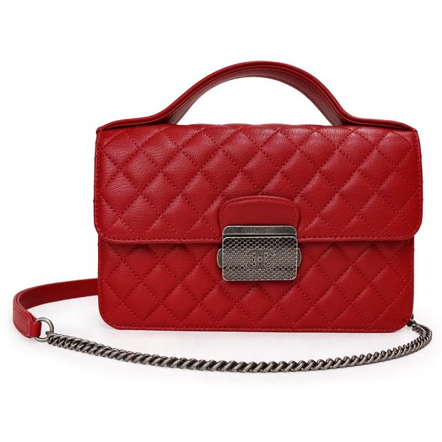 （未使用保管品）シャネル CHANEL CCユニバーシティ ココマーク マトラッセ チェーン 2way ショルダー ハンドバッグ 斜め掛け ゴートスキン レザー レッド 赤 アンティークシルバー金具 A93536