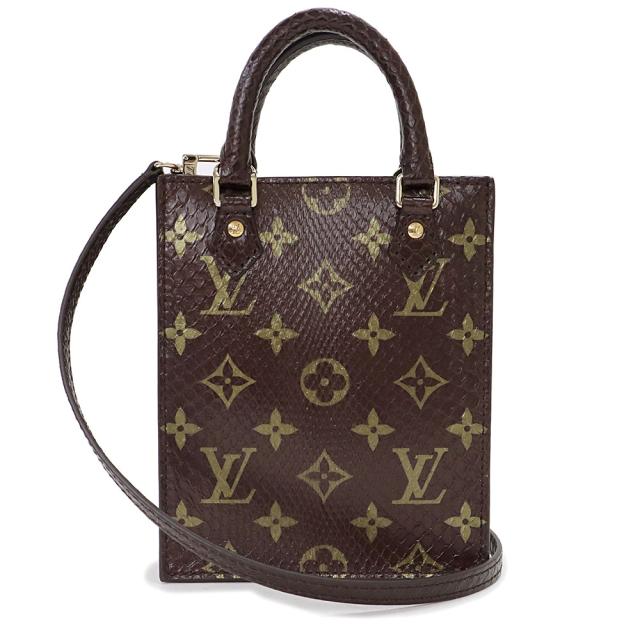（新品・未使用品）ルイ ヴィトン LOUIS VUITTON プティット サックプラ 2Way ショルダー ハンドバッグ 斜め掛け モノグラム パイソン エキゾチックレザー ブラウン 茶 ゴールド金具 N80150