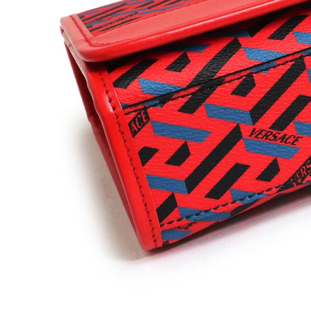 （未使用　展示品）ヴェルサーチ VERSACE ラ グレカ シグネチャー 2WAY ハンドバッグ ショルダーバッグ 斜め掛け PVC カーフスキン レザー レッド ブルー 赤 青 ゴールド金具 1001908_11