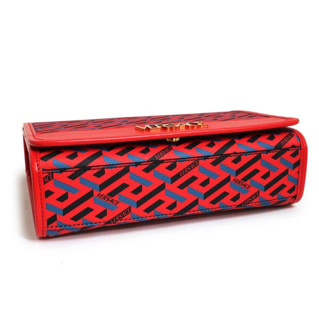 （未使用　展示品）ヴェルサーチ VERSACE ラ グレカ シグネチャー 2WAY ハンドバッグ ショルダーバッグ 斜め掛け PVC カーフスキン レザー レッド ブルー 赤 青 ゴールド金具 1001908_7