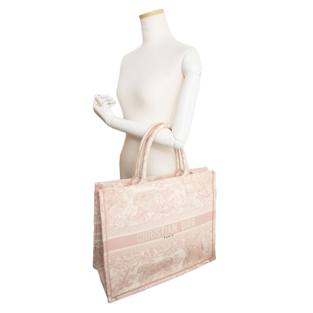 （新品・未使用品）クリスチャンディオール Christian Dior ブックトート ラージ トワル ドゥ ジュイ エンブロイダリー ハンドバッグ コットンキャンバス エクリュ ピンク M1286ZTDT_6