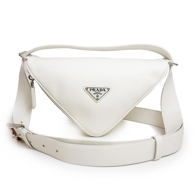（未使用　展示品）プラダ PRADA トライアングル 三角ロゴプレート ワンショルダーバッグ サフィアノ サフィアーノ キュイール カーフレザー ビアンコ ホワイト 白 シルバー金具 2VL039の通販は 198,000円