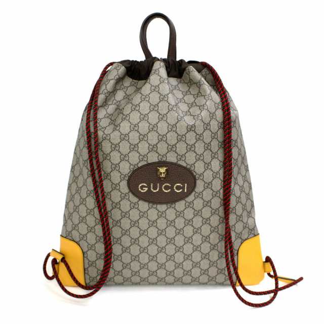 （新品・未使用品）グッチ GUCCI タイガーヘッド ドローストリング 巾着 バックパック リュック デイパック GGスプリームキャンバス レザ