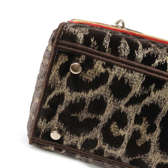 （未使用　展示品）クリスチャン ディオール Christian Dior LADY D LITE レディ ディライト ディーライト ミディアム ショルダー ハンドバッグ 斜め掛け 2WAY ミッツァ レオパード  エンブロイダリー べルベット ベージュ ブラウン レッド イエロー ゴールド金具 M0565OTGT_10
