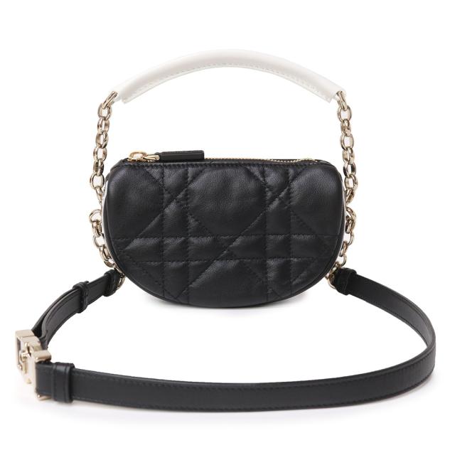 （未使用　展示品）クリスチャンディオール Christian Dior ヴァイブ Vibe マイクロ ホーボー マクロカナージュ 2WAY チェーン ショルダー ハンドバッグ ラムスキン レザー ブラック 黒 ゴールド金具 S7200ONOAの通販は