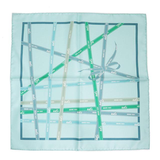 （未使用保管品）エルメス HERMES ガヴロッシュ カレ 45 ボルデュック リボン BOLDUC RIBBON スカーフ シルク100％ ブルー 青 箱付